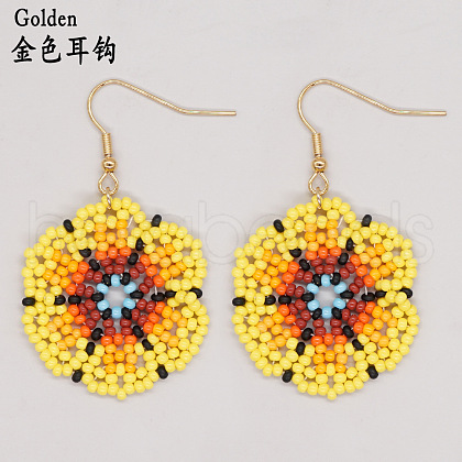 Bohemian Handmade Glass Seed Beads Flower Dangle Earrings OT4053-3-1
