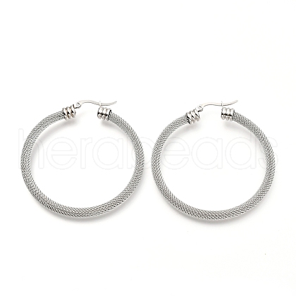 304 Stainless Steel Mesh Hoop Earrings EJEW-C501-12P-C-1