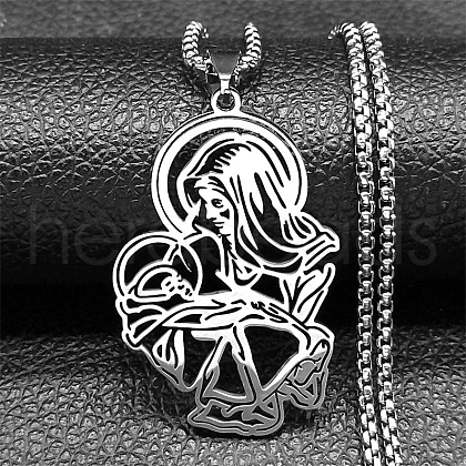 304 Stainless Steel Pendant Necklaces NJEW-K283-09P-1