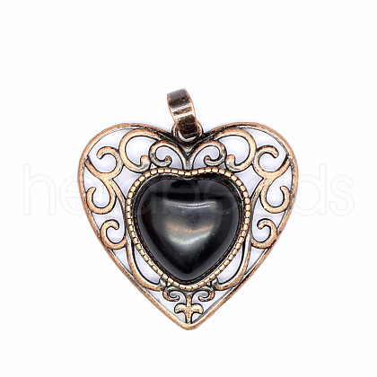 Retro Hollow Natural Obsidian Pendants PW-WGAB5DC-04-1