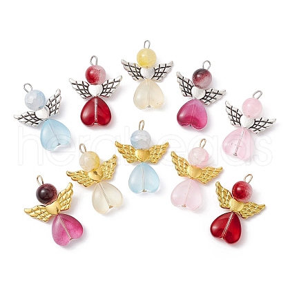 10Pcs 10 Color Glass Beaded Pendant PALLOY-JF02272-1