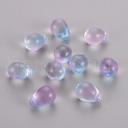 Two Tone Transparent Spray Painted Glass Charms GLAA-T016-37-A01-1