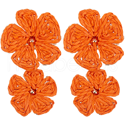 Ally with Raffia Grass Studs Earrings EJEW-WH20011-03C-1