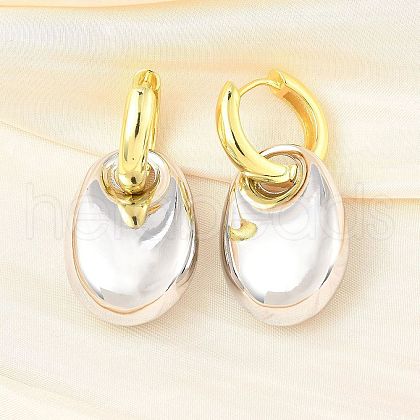 Oval Brass Hoop Earrings for Women EJEW-U057-06A-04GP-1