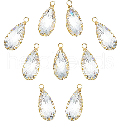 BENECREAT 10Pcs Brass Glass Pendants KK-BC0001-93-1