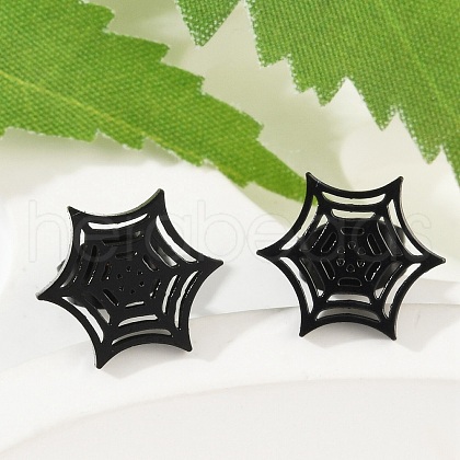 304 Stainless Steel Spider Web Stud Earrings EJEW-G294-01EB-1