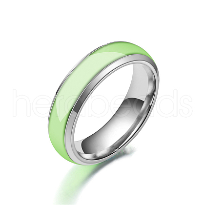 Luminous 304 Stainless Steel Flat Plain Band Finger Ring LUMI-PW0001-117F-05-1