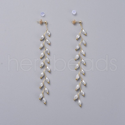 Electroplate Glass Beads Dangle Stud Earrings EJEW-JE03820-02-1
