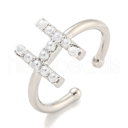 Rack Plating Brass Open Cuff Rings for Women RJEW-F162-01P-H-1