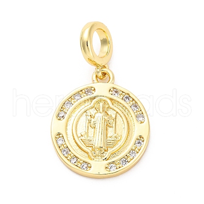 Brass Clear Cubic Zirconia European Dangle Pendants KK-D325-28G-06-1