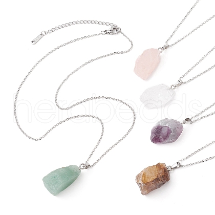 Natural Mixed Gemstone Nugget Pendant Necklaces NJEW-JN04507-1