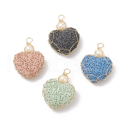 Natural Lava Rock Pendants PALLOY-JF01791-1