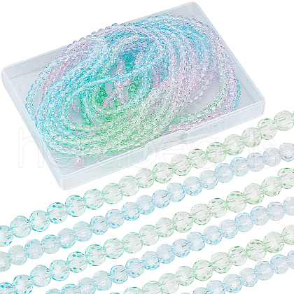 SUNNYCLUE 10 Strands Transparent Gradient Color Glass Beads Strands GLAA-SC0002-04C-1