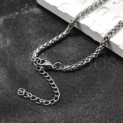 Non-Tarnish 316 Surgical Stainless Steel Wheat Chain Necklaces NJEW-M176-18-B-1