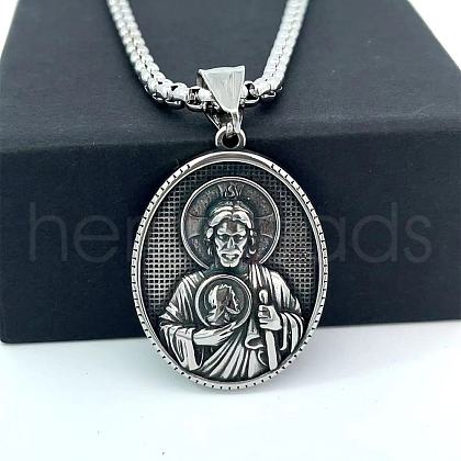 Ancient Greek Stainless Steel Religion Saint Jude Pendant Necklaces for Men DV4851-1