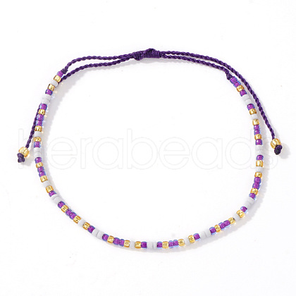 Bohemian Style Glass Seed Round Beads Braided Bead Bracelets RZ1684-4-1