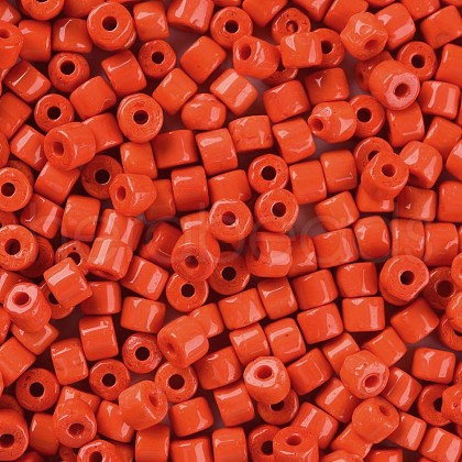 Opaque Colours Glass Round Bugle Beads SEED-S045-001A-A01-1