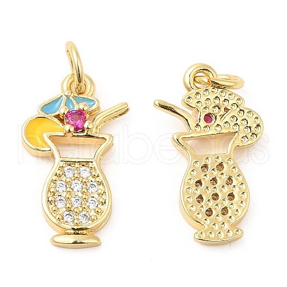 Brass with Cubic Zirconia Enamel Pendants X-KK-K343-06G-1