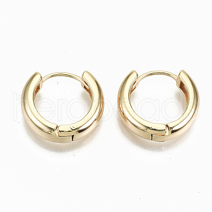 Brass Huggie Hoop Earrings X-KK-S356-151G-NF-1