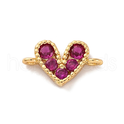 Brass Micro Pave Cubic Zirconia Heart Connector Charms KK-F894-03G-03-1