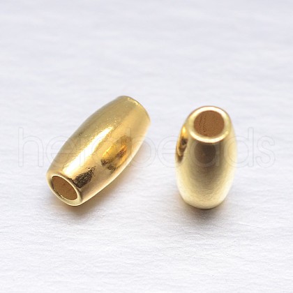 Real 18K Gold Plated Oval Sterling Silver Beads STER-M101-07-6x3mm-1