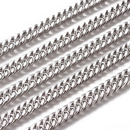 Non-Tarnish 3.28 Feet Handmade 304 Stainless Steel Curb Chains X-STAS-F229-08-P-1