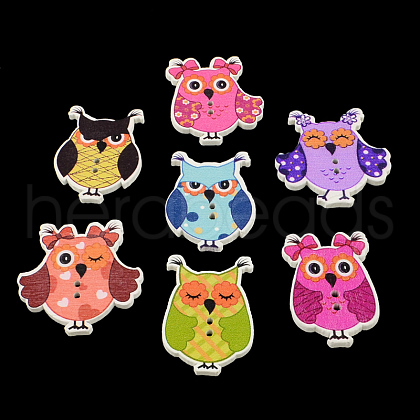 Two Hole Printed Wooden Buttons BUTT-R038-17-1