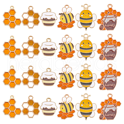 SUNNYCLUE 48Pcs 6 Styles Alloy Enamel Pendants ENAM-SC0005-50-1
