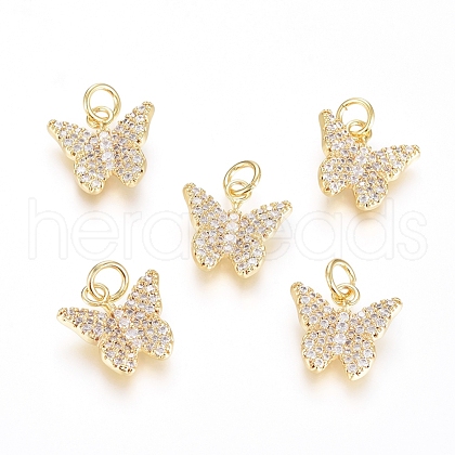 Brass Micro Pave Cubic Zirconia Pendants ZIRC-G166-30G-1