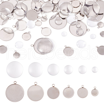  DIY Blank Dome 304 Stainless Steel Pendant Making Kits DIY-TA0011-82-1