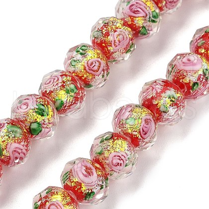 Handmade Foil Lampwork Beads Strands FOIL-S136-001E-1
