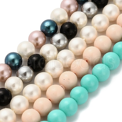 Round Shell Pearl Beads Strands BSHE-XCP0001-81-1