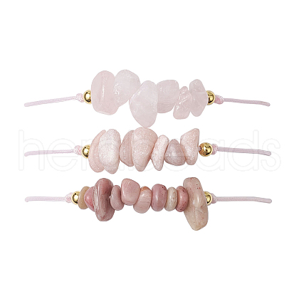 3Pcs 3 Styles Gemstone Braided Bead Bracelets BJEW-JB11146-08-1