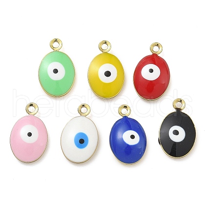 Rack Plating Brass Enamel Charms KK-G515-13G-1