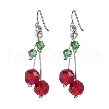 Cherry Glass Dangle Earrings EJEW-JE06345-1