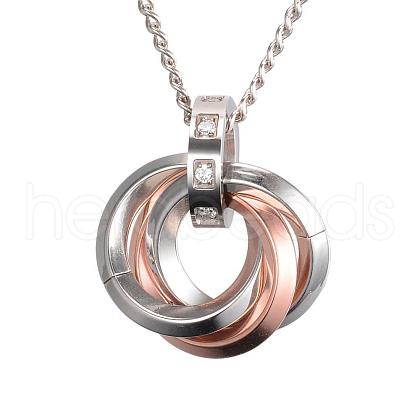 304 Stainless Steel Interlocking Ring Pendants STAS-D440-06C-1