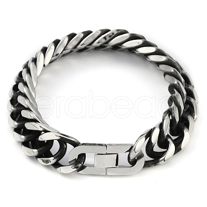 304 Stainless Steel Cuban Link Chain Bracelets for Men BJEW-B102-10AS-1