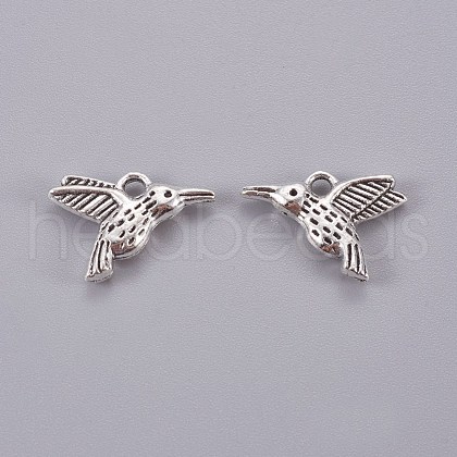 Tibetan Style Alloy Hummingbird Charms Pendants TIBEP-1096-AS-LF-1