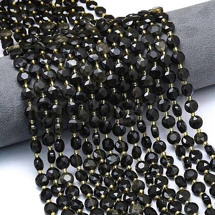 Natural Golden Sheen Obsidian Beads Strands G-C116-A56-02-1