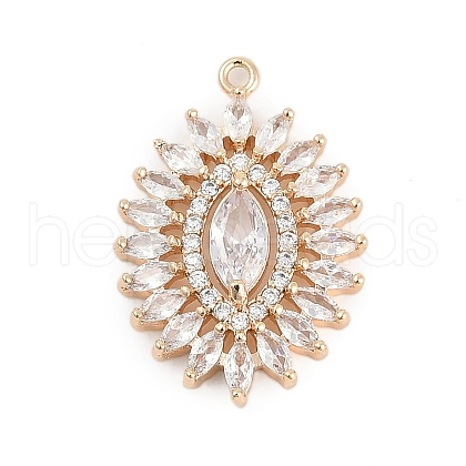 Brass Micro Pave Cubic Zirconia with Glass Pendants KK-Q026-11G-1