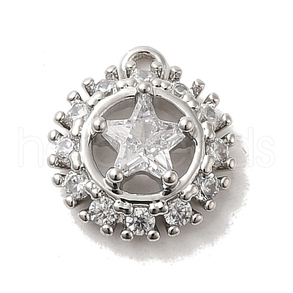 Brass Micro Pave Clear Cubic Zirconia Pendants KK-M274-04P-1