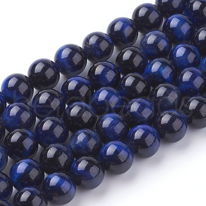 Natural Blue Tiger Eye Beads Strands X-G-G099-8mm-13-1