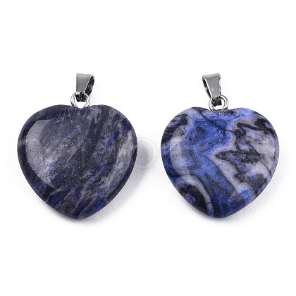 Natural Map Stone Pendants G-N0325-18A-1
