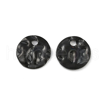 304 Stainless Steel Textured Disc Charms STAS-Q336-11A-B-1