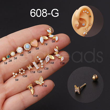 Stainless Steel Clear Cubic Zirconia Cartilage Earrings WG8423D-06-1