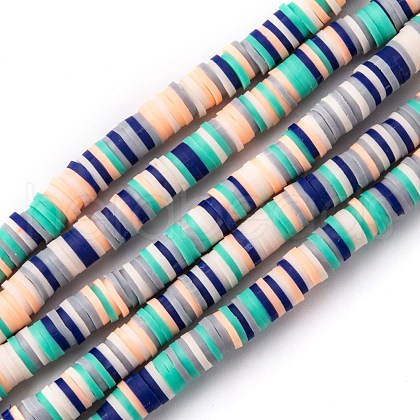 Handmade Polymer Clay Beads Strands CLAY-R089-6mm-T02B-34-1