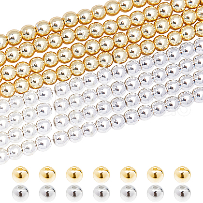  4 Strands 2 Colors Electroplate Non-magnetic Synthetic Hematite Beads Strands G-NB0002-67-1