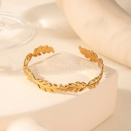 304 Stainless Steel Cuff Bangles for Women BJEW-U032-10G-1