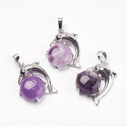 Natural Amethyst Pendants G-G713-A01-1