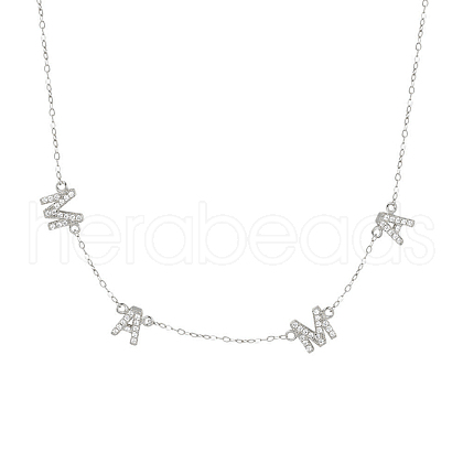Stylish 925 Silver Clear Cubic Zirconia MAMA Letter Link Chain Necklaces for Mother's Day Gift ON4578-2-1